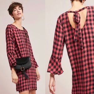 Anthropologie Red Buffalo Check Plaid Dress M Christmas